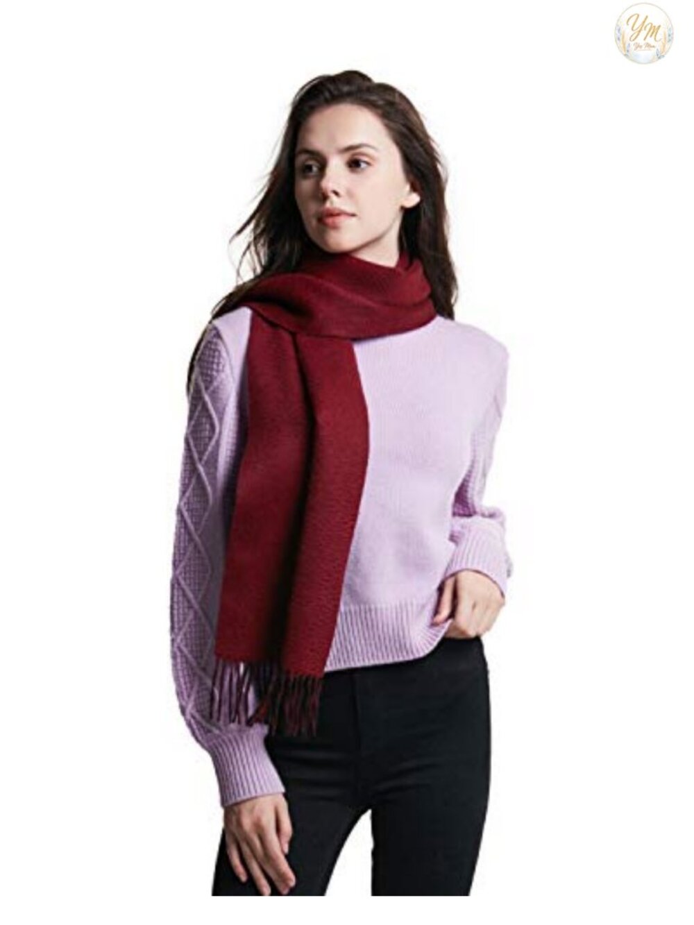 100% Cashmere Fringed Scarf Lightweight Winter Wrap
